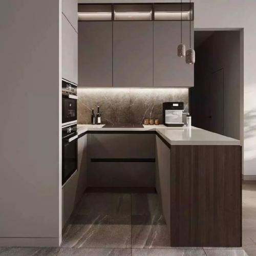 Современная лаконичная и элегантная кухня - гостиная площадью 18 м. 02