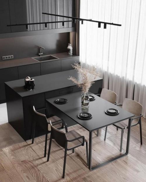 Дизайн проект квартиры с преобладанием чёрного цвета. 01