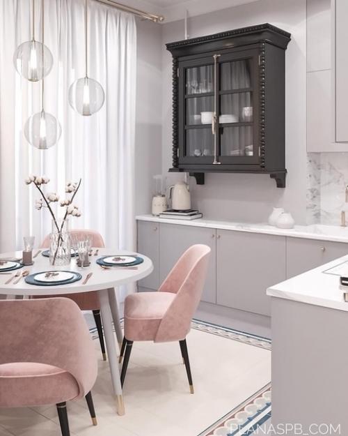 Дизайн кухни, гостиной и прихожей в одном стиле. 01