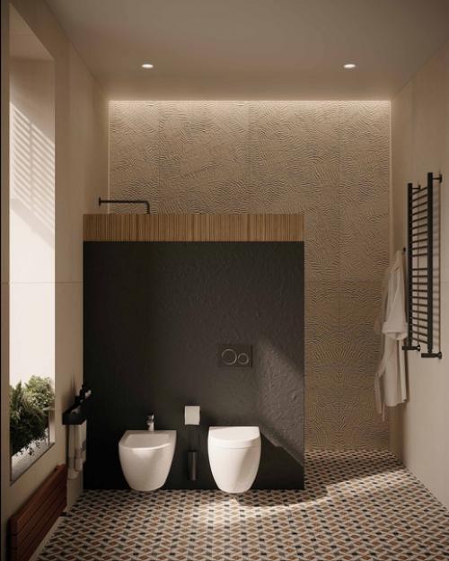 Когда мы начали делать эту ванную комнату, у нас уже сформировалась палитра интерьера всего дома. 03