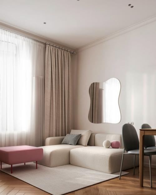 Проект однокомнатной квартиры 40, 7 м 2 в ЖК Eniteo в Москве. 01