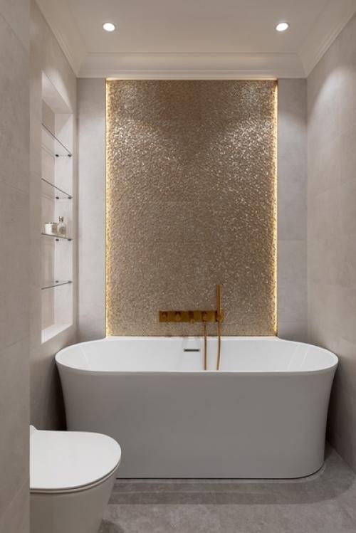 Мозаика - один из самых популярных Видов отделки ванной комнаты. 02