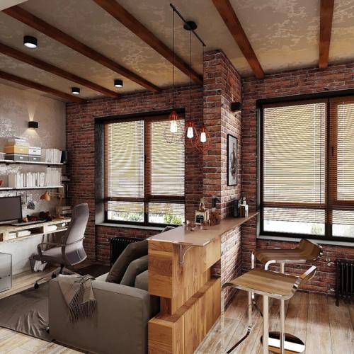 Квартира для холостяка: брутальный лофт в маленькой однушке. 03