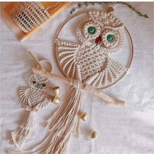 Вам для вдохновения подборка фотографий панно Сова в технике макраме. 04