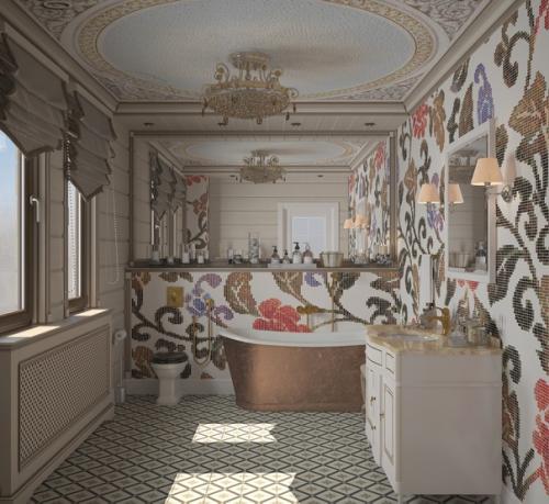 Тот же, мой проект загородного дома, который я делала для пожилой пары - ванная на втором этаже. 02