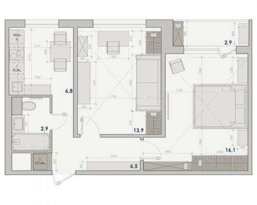Дизайн интерьера 2-х комнатной квартиры. 09