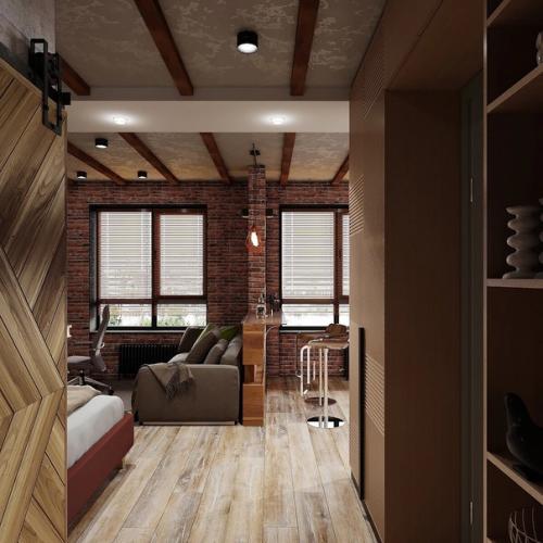 Квартира для холостяка: брутальный лофт в маленькой однушке. 08