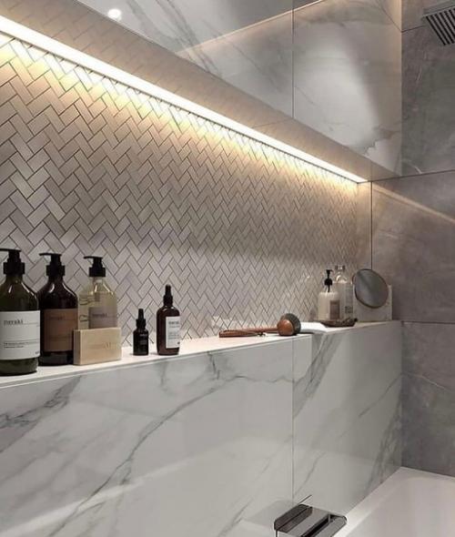 Продуманный и стильный вариант оформления ванной комнаты. 04