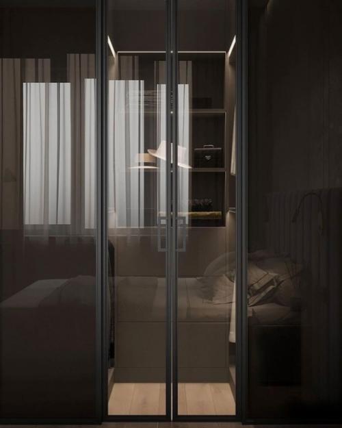 Проект уютной спальни и гардеробной 14, 5 м 2 в г. Москва, ЖК Сиреневый Парк. 06