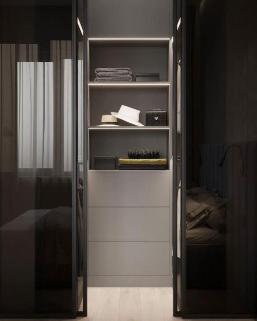 Проект уютной спальни и гардеробной 14, 5 м 2 в г. Москва, ЖК Сиреневый Парк. 07