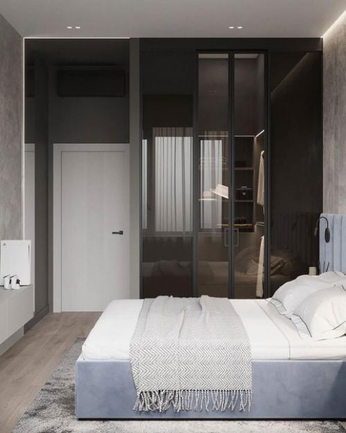 Проект уютной спальни и гардеробной 14, 5 м 2 в г. Москва, ЖК Сиреневый Парк. 02