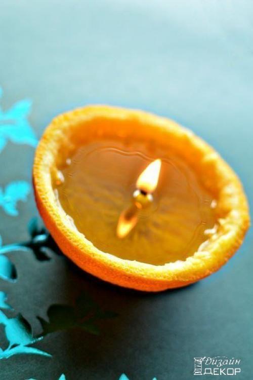 Ароматная апельсиновая свечка без воска. 05