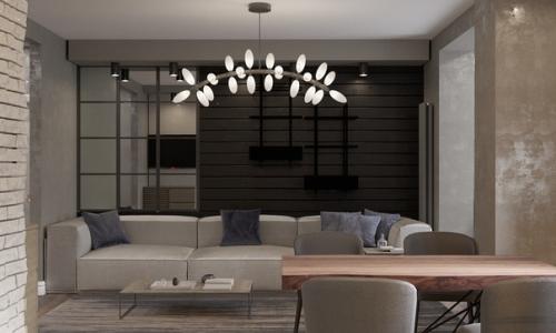 Дизайн интерьера гостиной лофт. 03