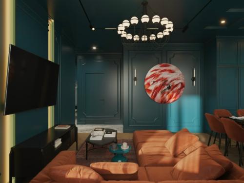 Дизайн интерьера кухни - гостиной демонстрирует элегантное сочетание современного стиля и функциональности. 05