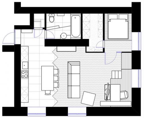 Яркий лофт - интерьер квартиры - студии для молодого человека. 09