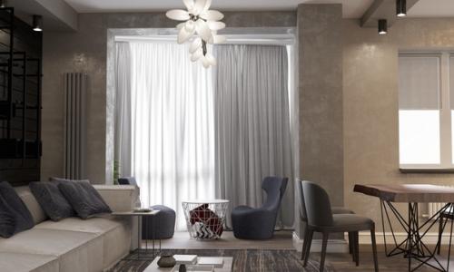 Дизайн интерьера гостиной лофт. 04