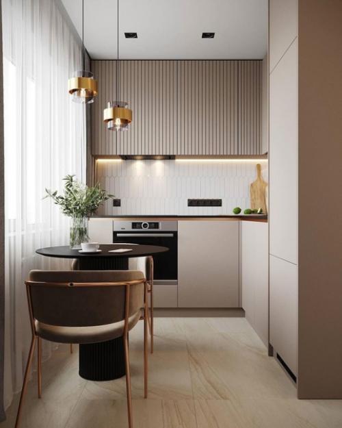 Элегантный и лаконичный интерьер мини - кухни. 01