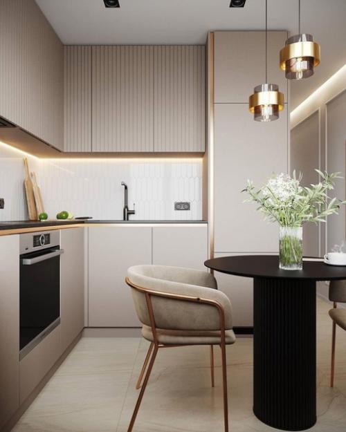 Элегантный и лаконичный интерьер мини - кухни. 02