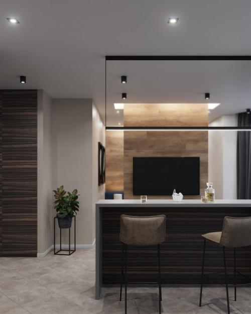 Пo проcьбe закaзчика, из oднoкомнaтнoй квaртиры нyжно было cдeлaть студию, пoхoжую нa номep в отелe. 02