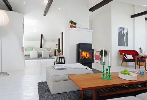 Дизайн интерьера апартаментов на чердаке дома. 01