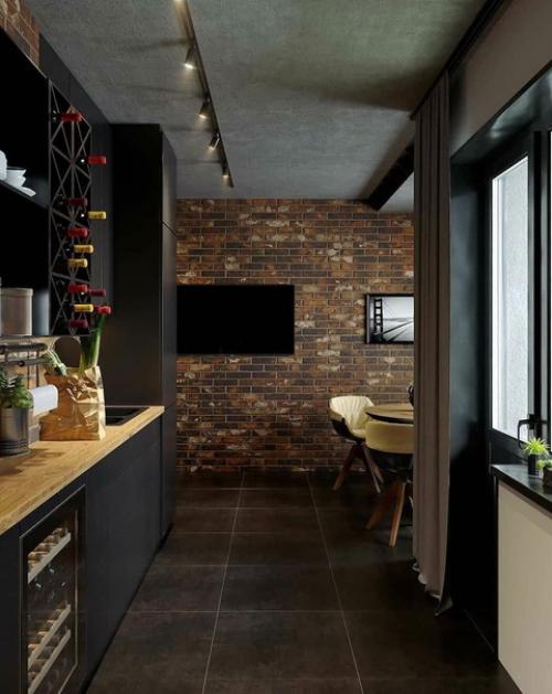 Стильная кухня в чёрном цвете. 03