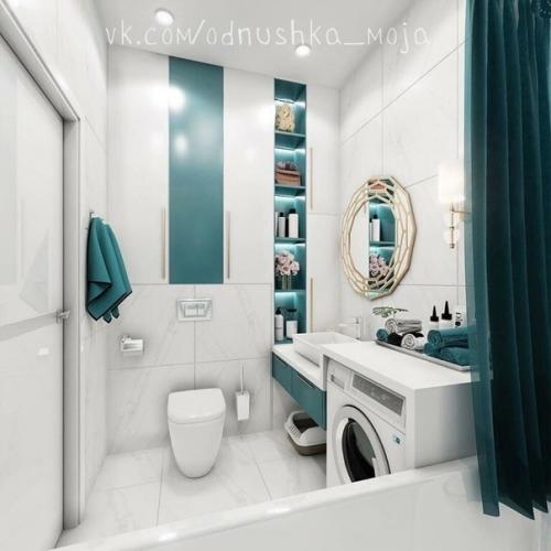 Современный светлый интерьер совмещенного санузла площадью 3 кв. 01