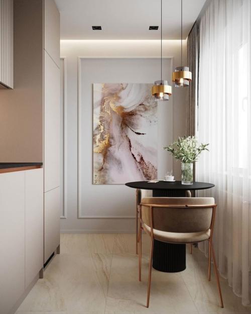 Элегантный и лаконичный интерьер мини - кухни. 04