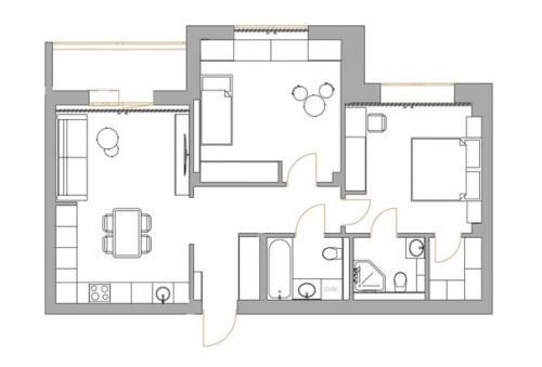 Светлая трешка с продуманным хранением и площадью 73 кв. 08