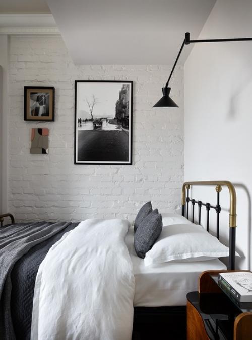 Кирпичная кладка в спальне - это слишком и неуютно брутально? 07