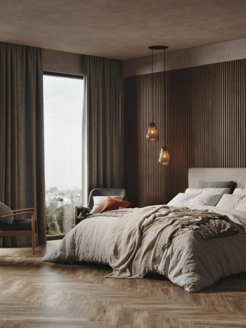 Деревянные рейки в интерьере. 01