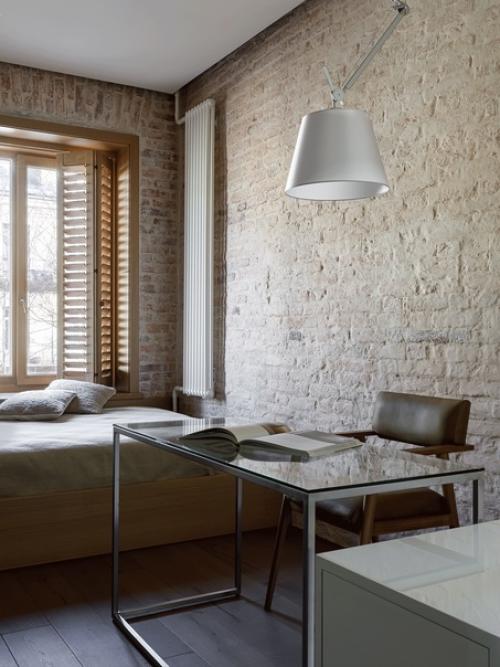 Кирпичная кладка в спальне - это слишком и неуютно брутально? 02