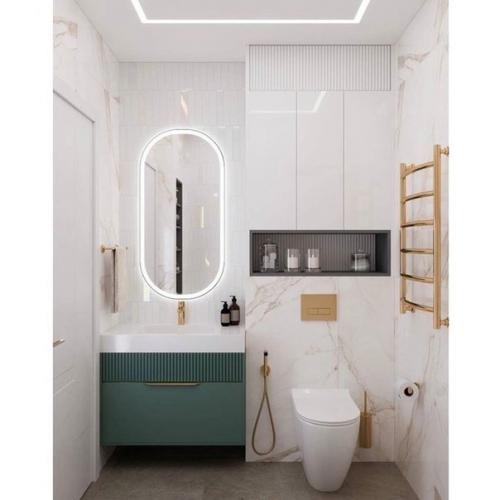 Нежнейшее сочетание цветов в спальне, к которой прилагается ванная комната. 04