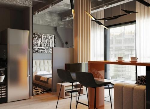 Современный брутальный интерьер квартиры - студии площадью около 30 кв. 03