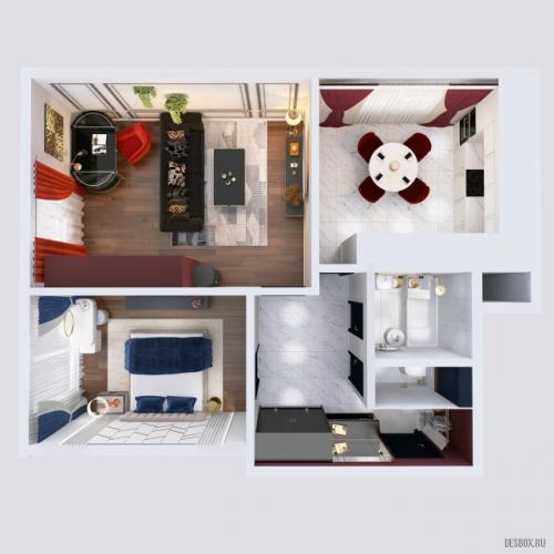 Готовый дизайн - проект 2- комнатная квартира в стиле Ар - Деко. 04 Готовый дизайн - проект 2- комнатная квартира в стиле Ар - Деко. 04