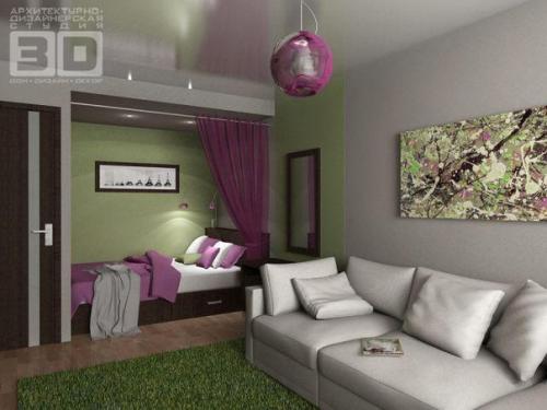 Дизайн интерьера одно - комнатной квартиры студии. 04