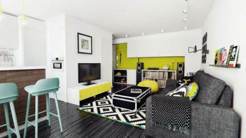 Дизайн интерьера одно - комнатной квартиры студии. 03