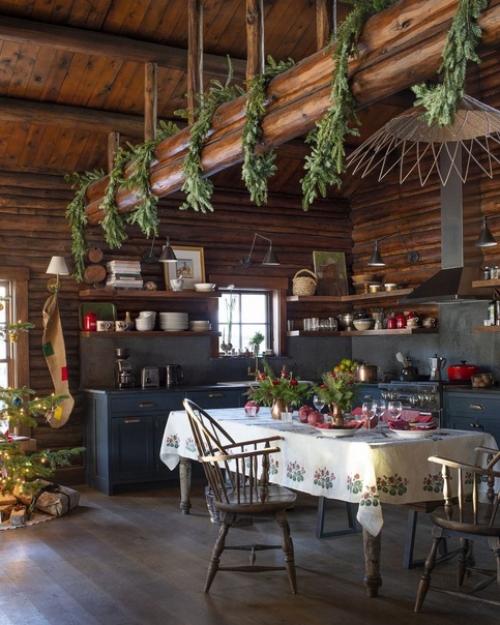 Именно в таком бревенчатом доме хочется встречать новый год и рождество! 04