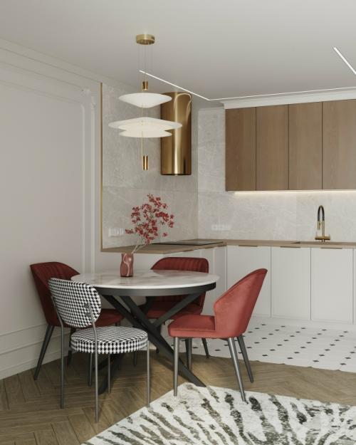 Этот интерьер кухни - гостиной - отражение своей хозяйки. 01