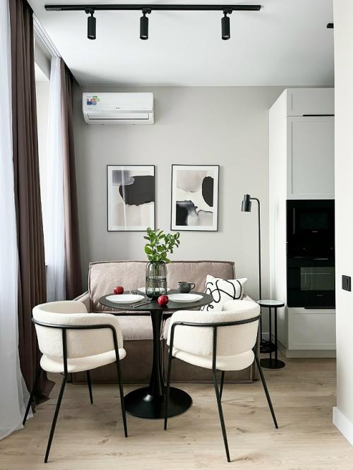 Интерьер квартиры - студии 28 м 2 в ЖК B'Aires в Москве.  