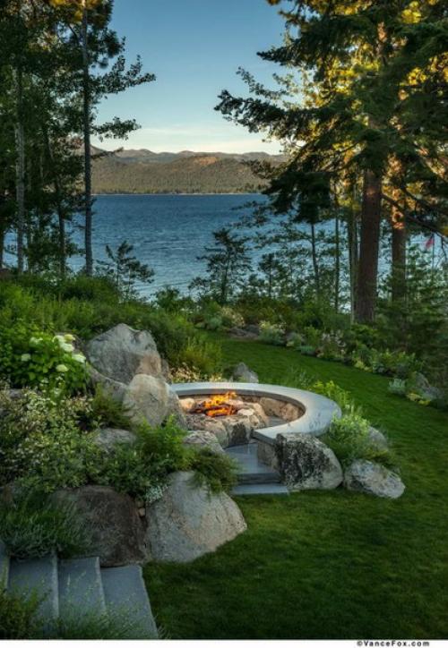 Дом из бревна у озера в США. 08