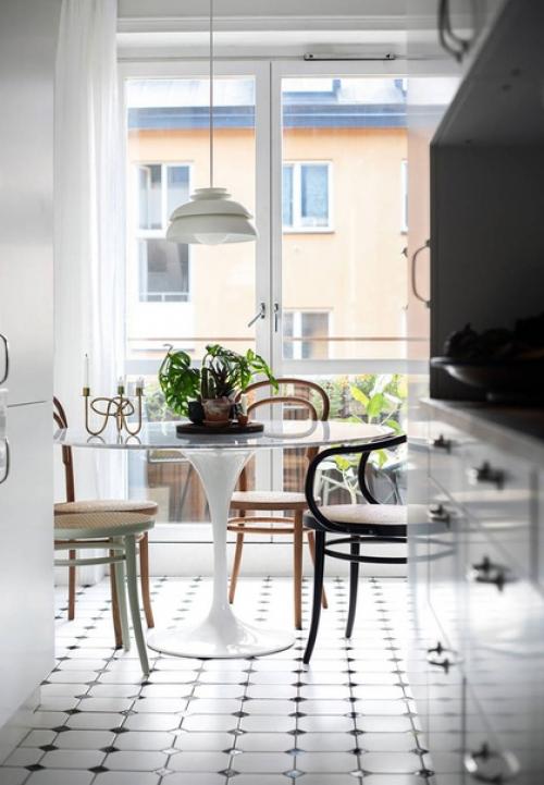 Небольшая квартира с зеленой гостиной (39 кв. 02