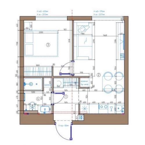 Дизайн 1-комнатной квартиры 38 кв. 09