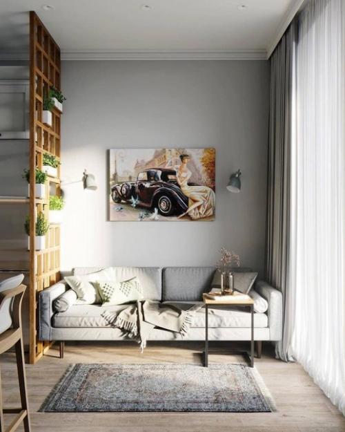 Кухня - гостиная в скандинавском стиле уютное пространство в светлых тоннах. 02