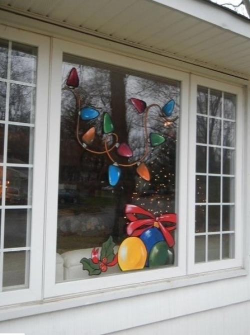 Идеи по украшению окон к новогодним праздникам! 07
