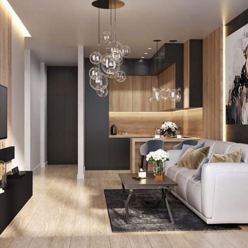 Интерьер кухни - гостиной площадью 21 кв. 04