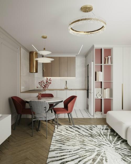 Этот интерьер кухни - гостиной - отражение своей хозяйки. 07