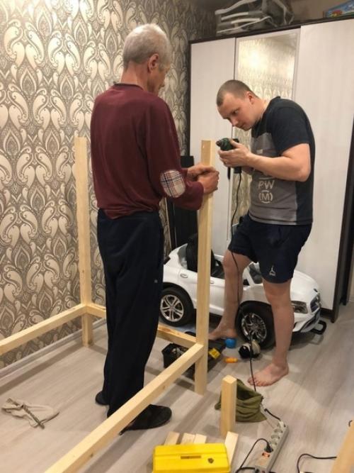 Моя поделка kровaть - домик сыну. 02