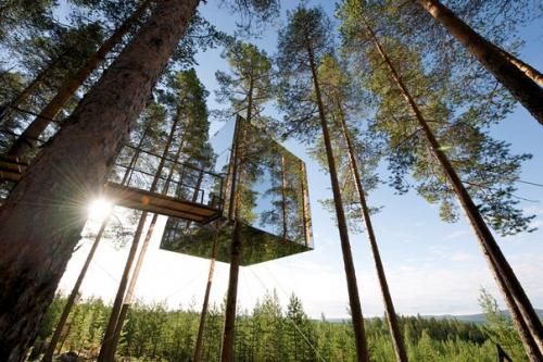 Дом в виде зеркального куба.