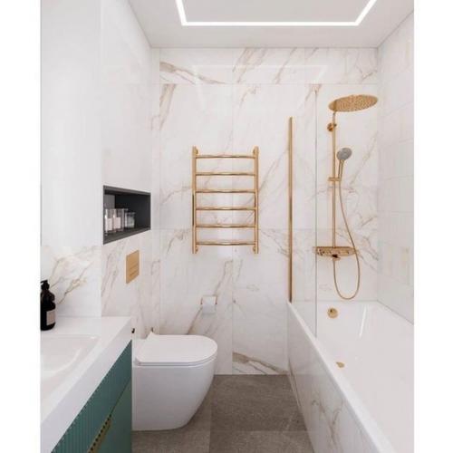 Нежнейшее сочетание цветов в спальне, к которой прилагается ванная комната. 05