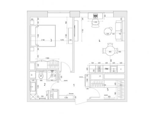 Дизайн 1-комнатной квартиры 50 кв. 09